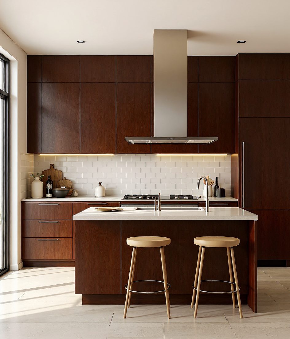 Breakfast Island Open Kitchen — Walnut Classic