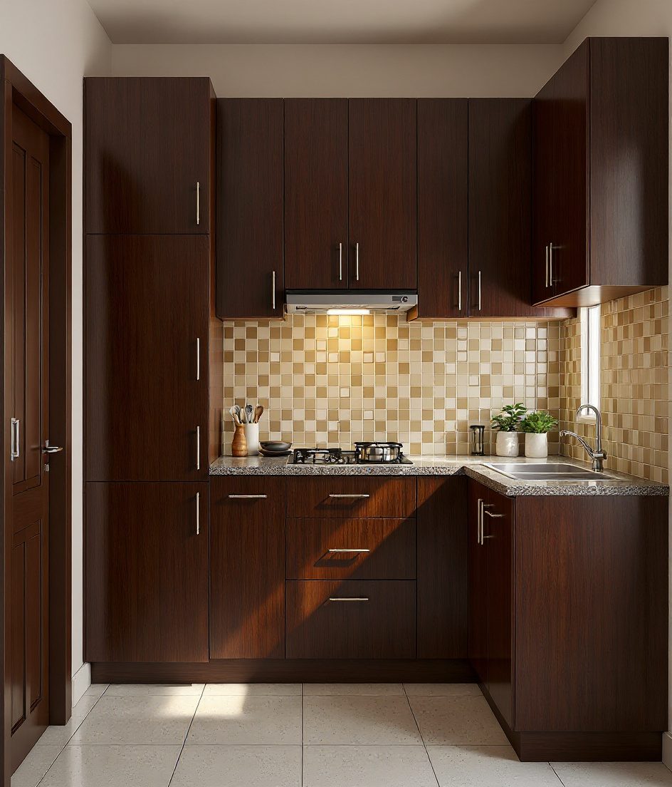 Compact Kitchen For Small Flats — Walnut Classic