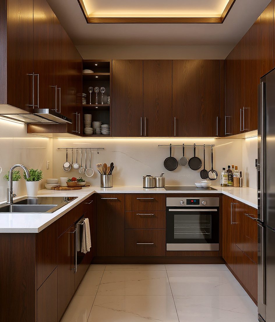 Corner Carousel Kitchen — Walnut Classic