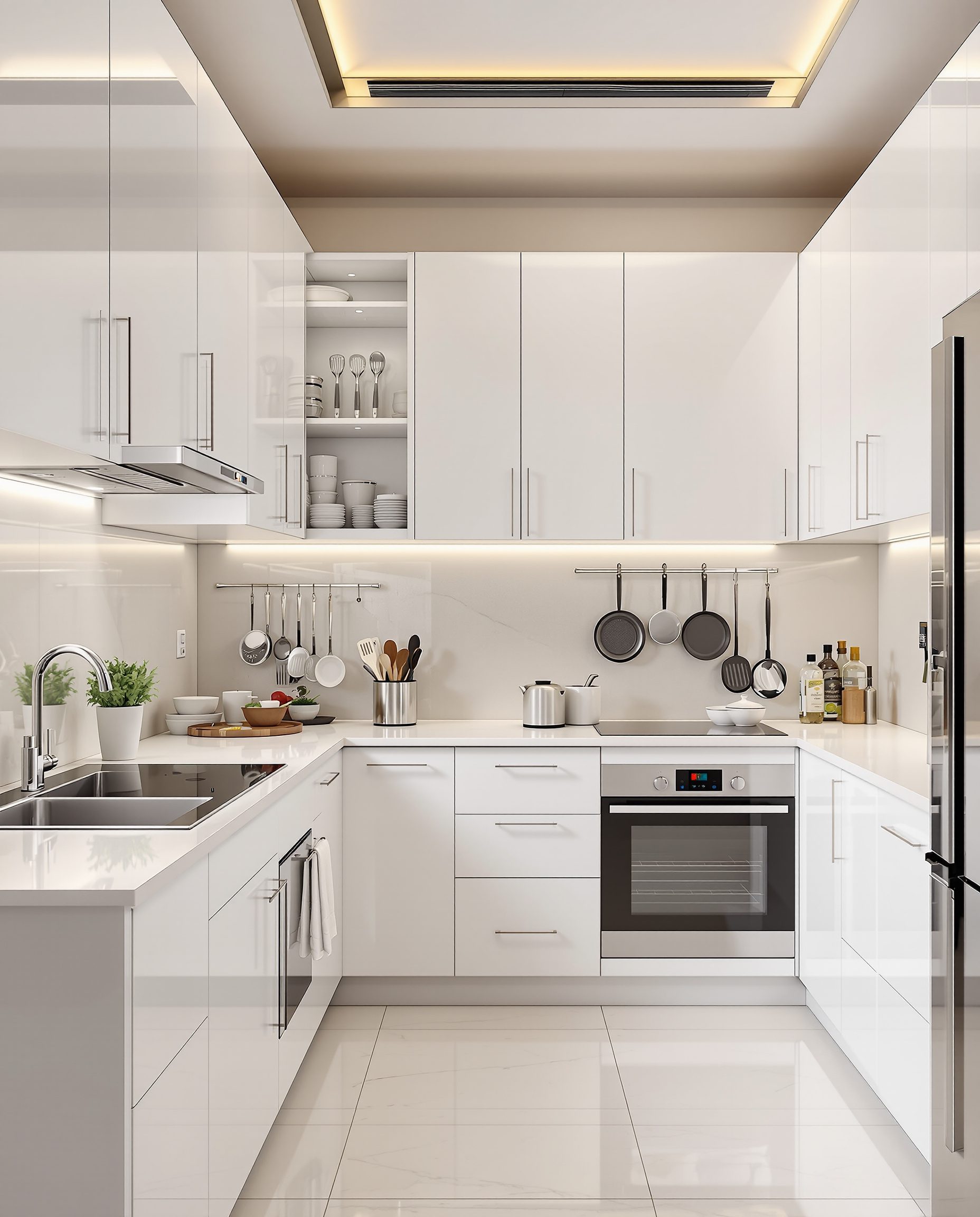 Corner Carousel Kitchen — White Modern