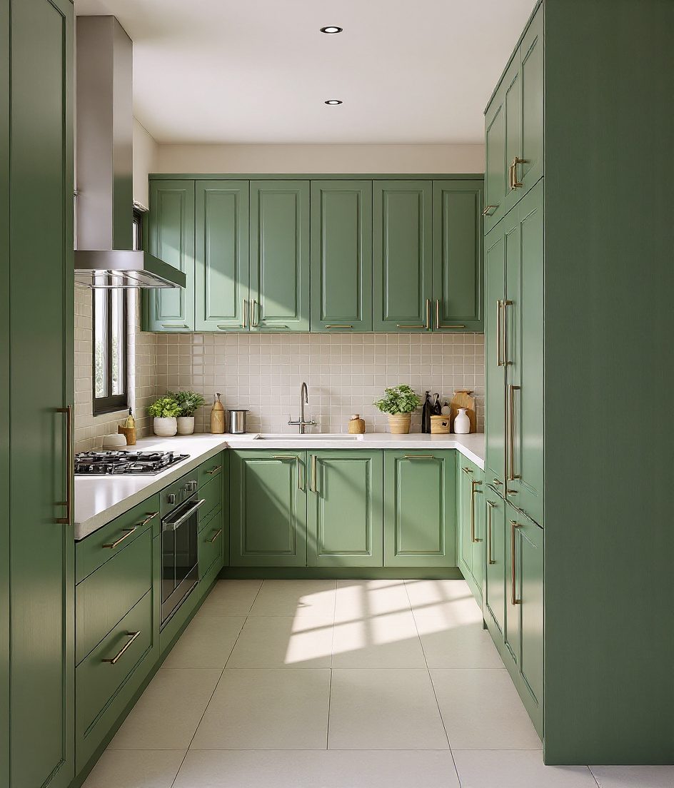 Fluted-Panel Kitchen — Sage & Brass