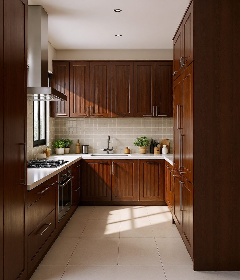 Fluted-Panel Kitchen — Walnut Classic