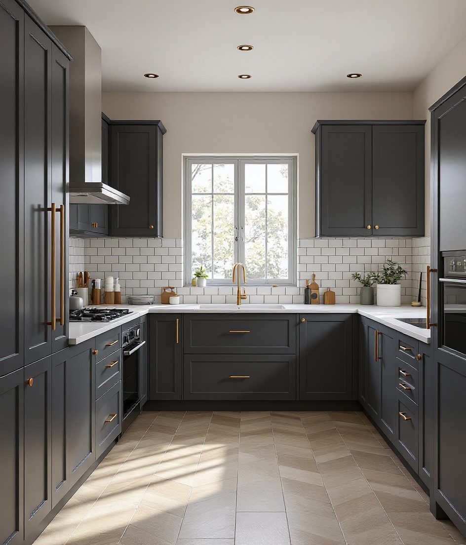 G-Shaped Modular Kitchen — Charcoal Minimal