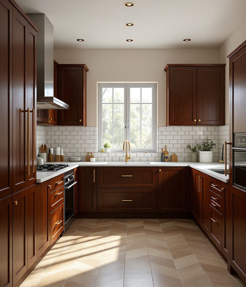 G-Shaped Modular Kitchen — Walnut Classic