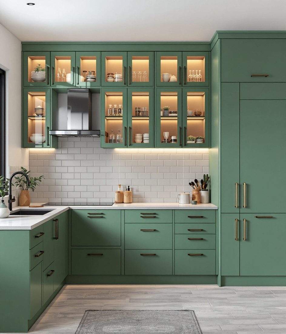 Glass-Shutter Kitchen — Sage & Brass