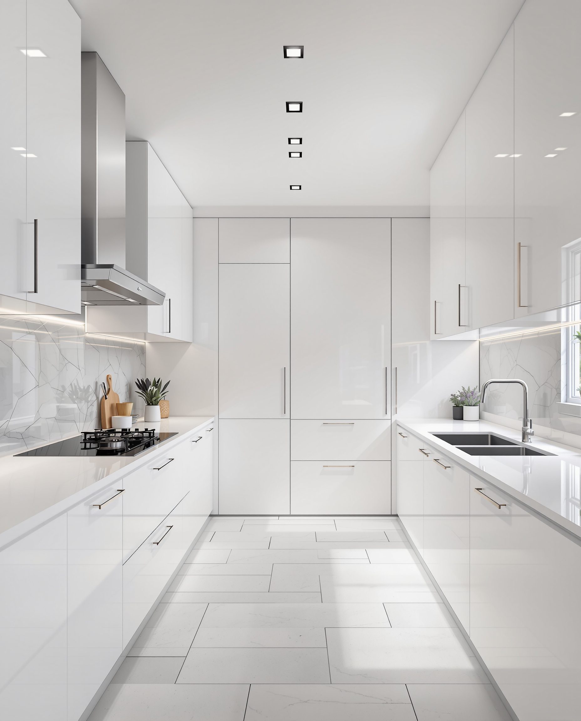 High-Gloss Acrylic Kitchen — White Modern