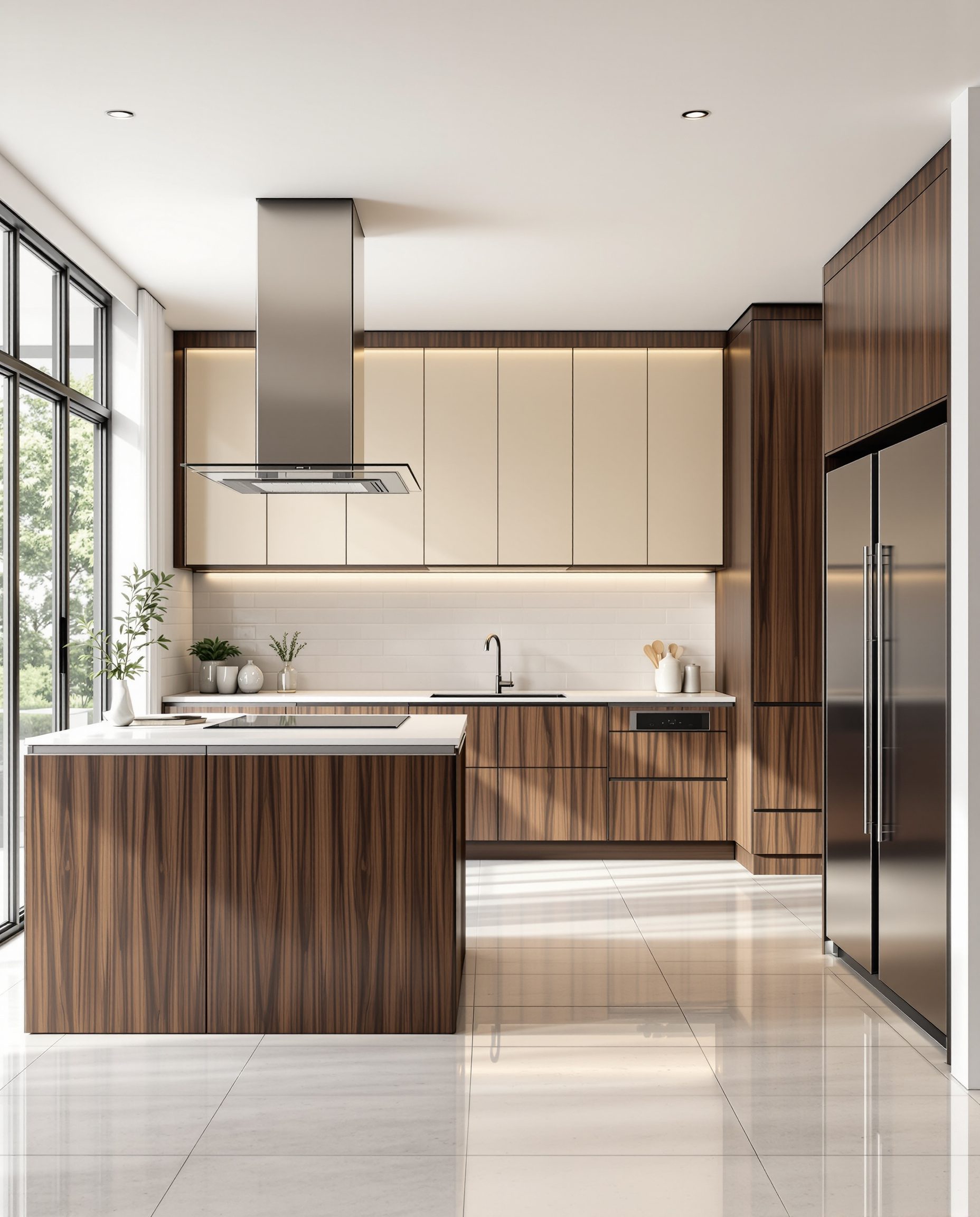 Island Modular Kitchen — Walnut Classic