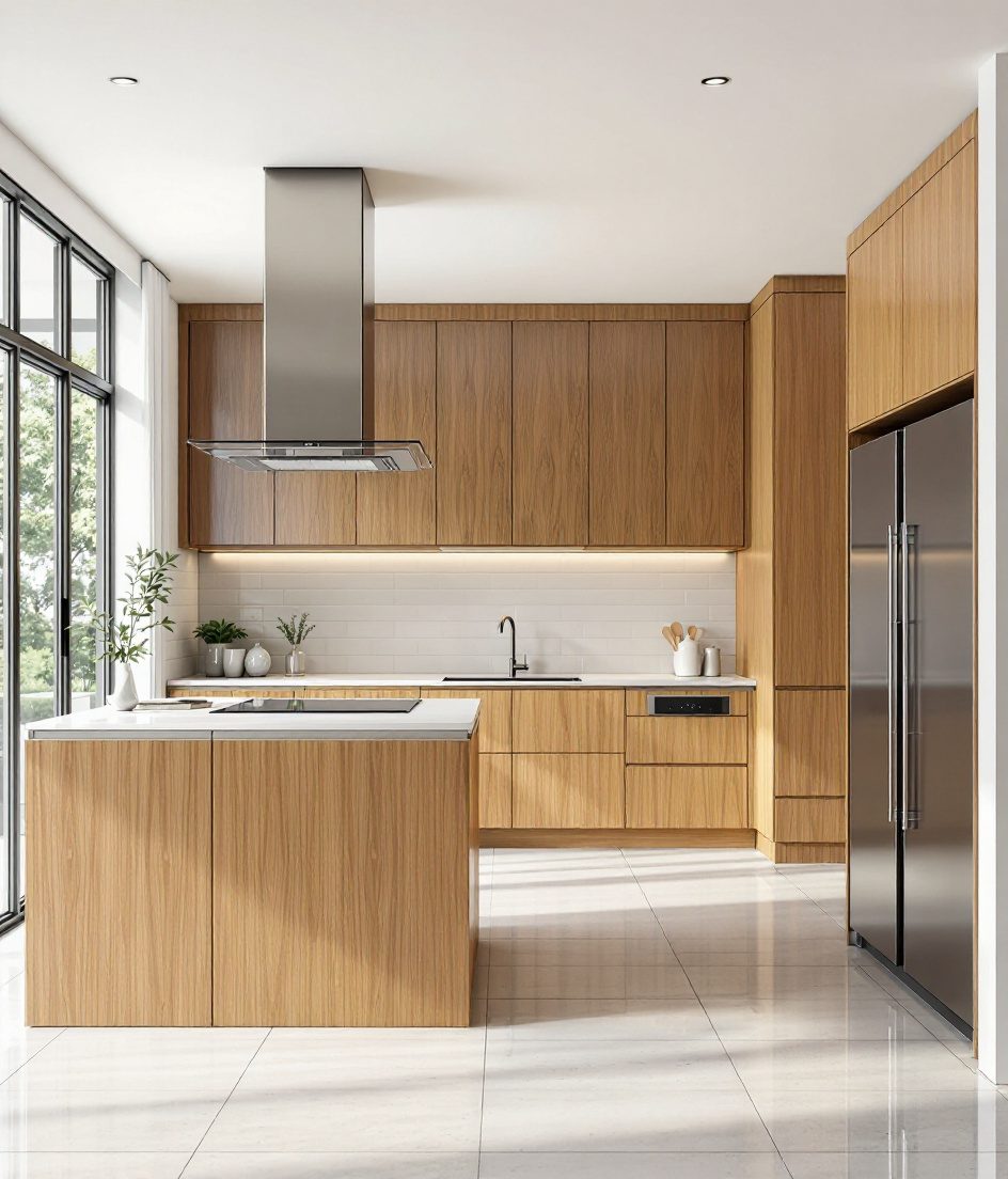 Island Modular Kitchen — Warm Oak