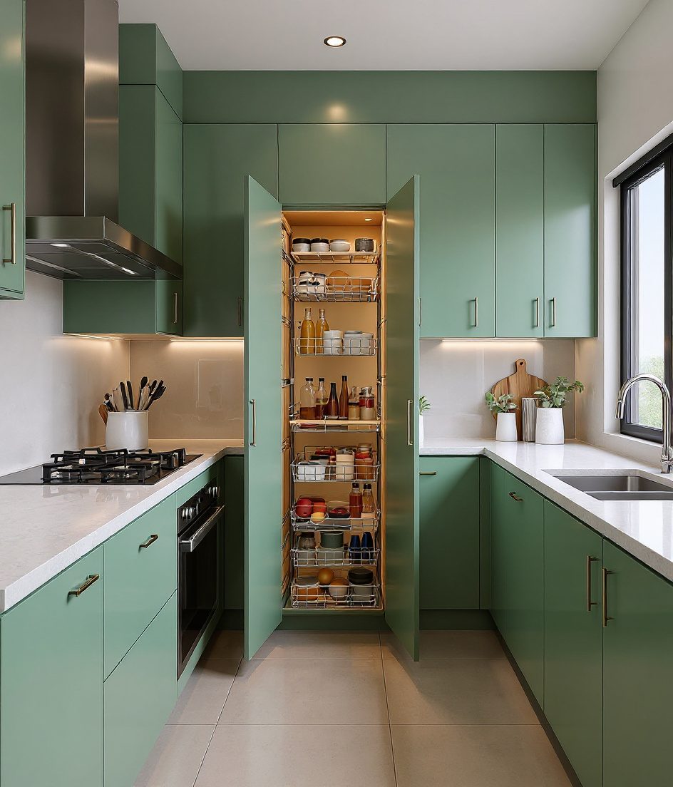Kitchen With Tandem Pull-Outs — Sage & Brass