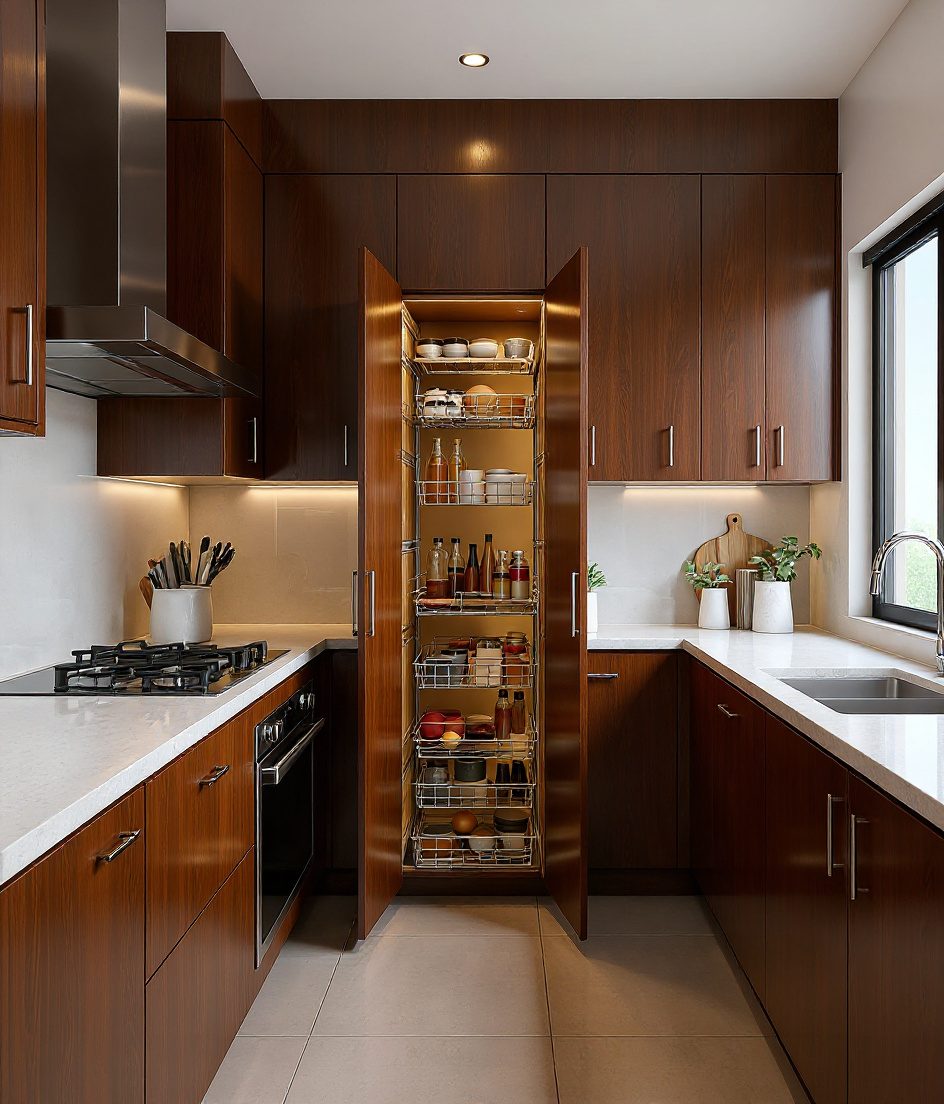 Kitchen With Tandem Pull-Outs — Walnut Classic
