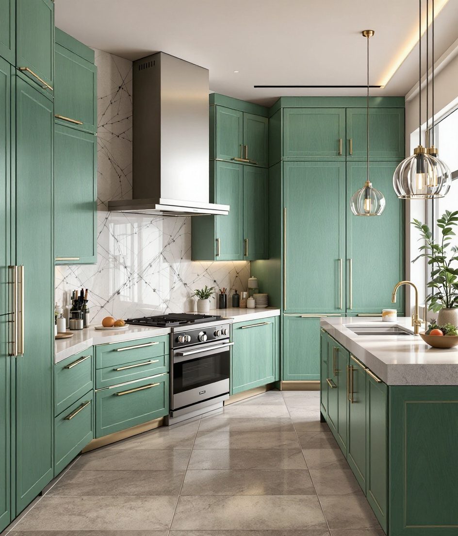 Luxury Island Kitchen — Sage & Brass