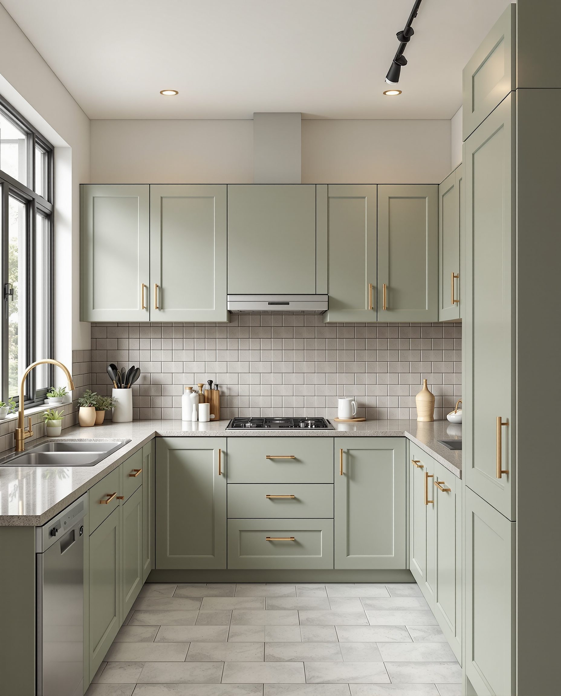 Matte Laminate Kitchen — Sage & Brass