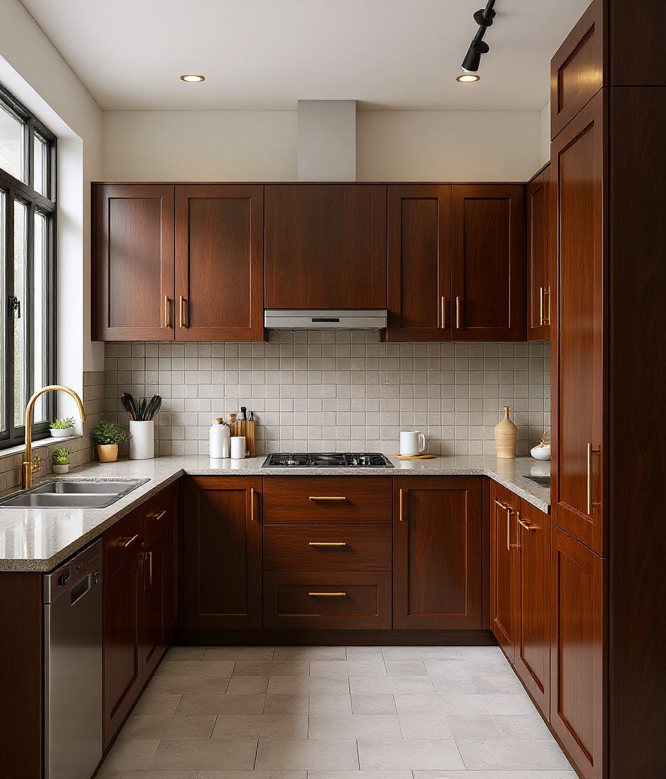 Matte Laminate Kitchen — Walnut Classic