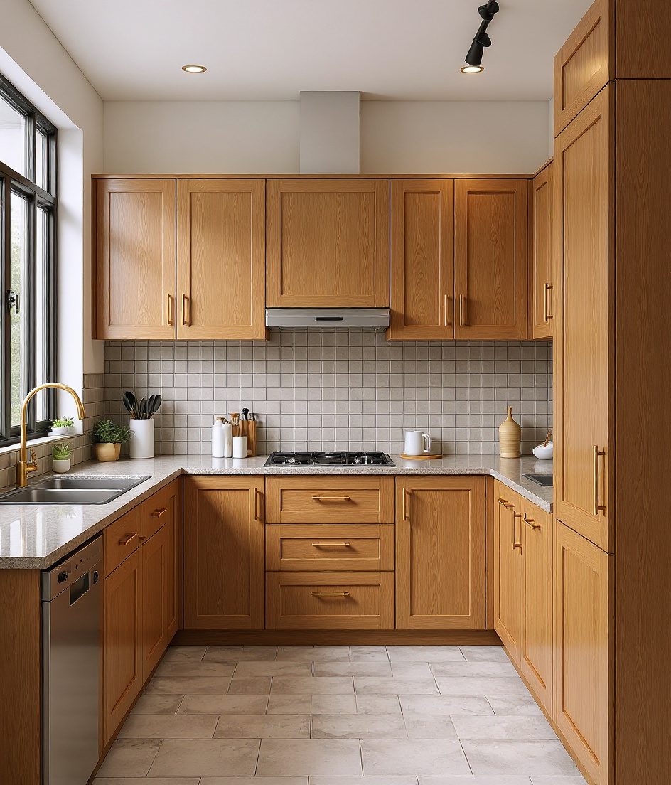 Matte Laminate Kitchen — Warm Oak