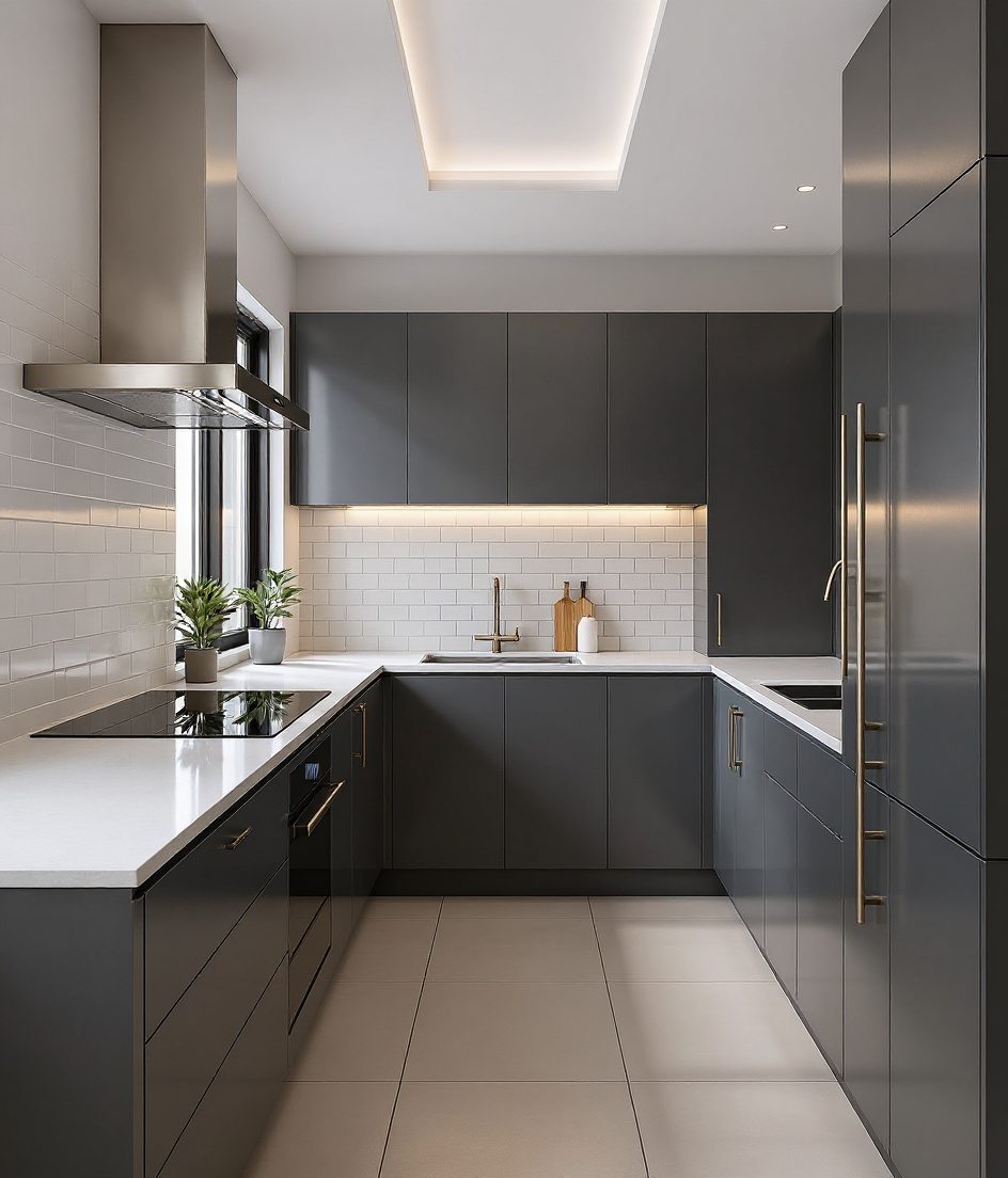 Minimal All-White Kitchen — Charcoal Minimal