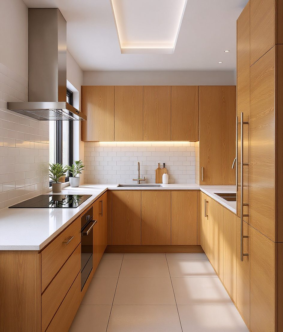 Minimal All-White Kitchen — Warm Oak