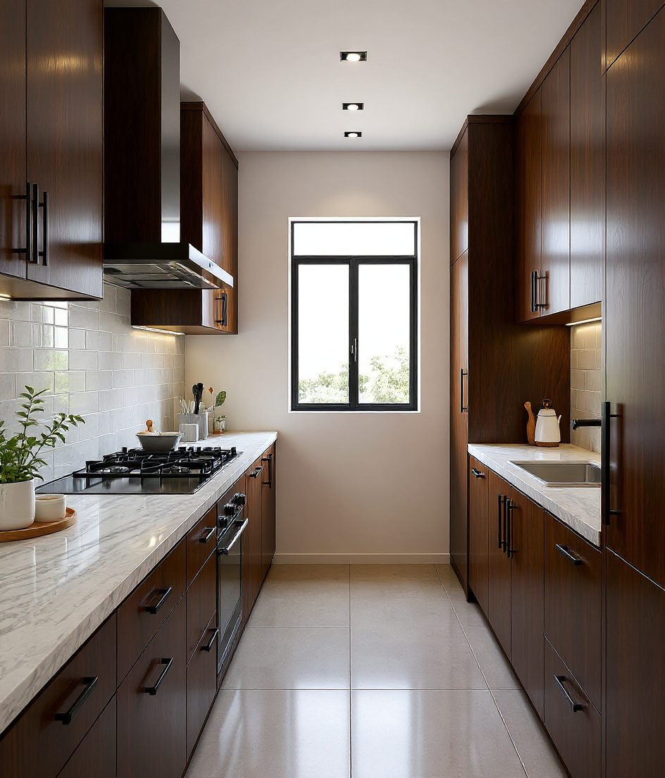 Parallel Galley Kitchen — Walnut Classic