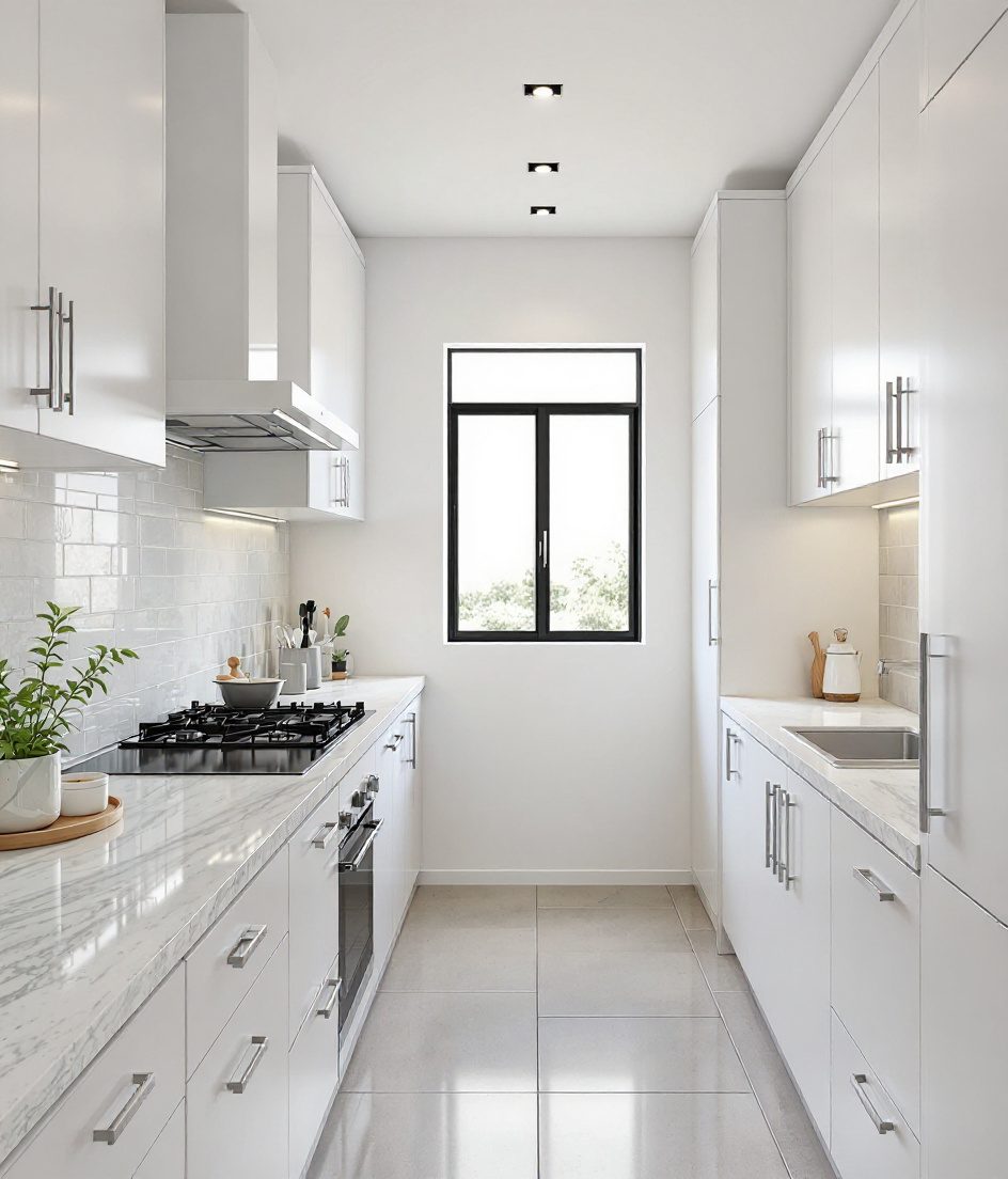 Parallel Galley Kitchen — White Modern