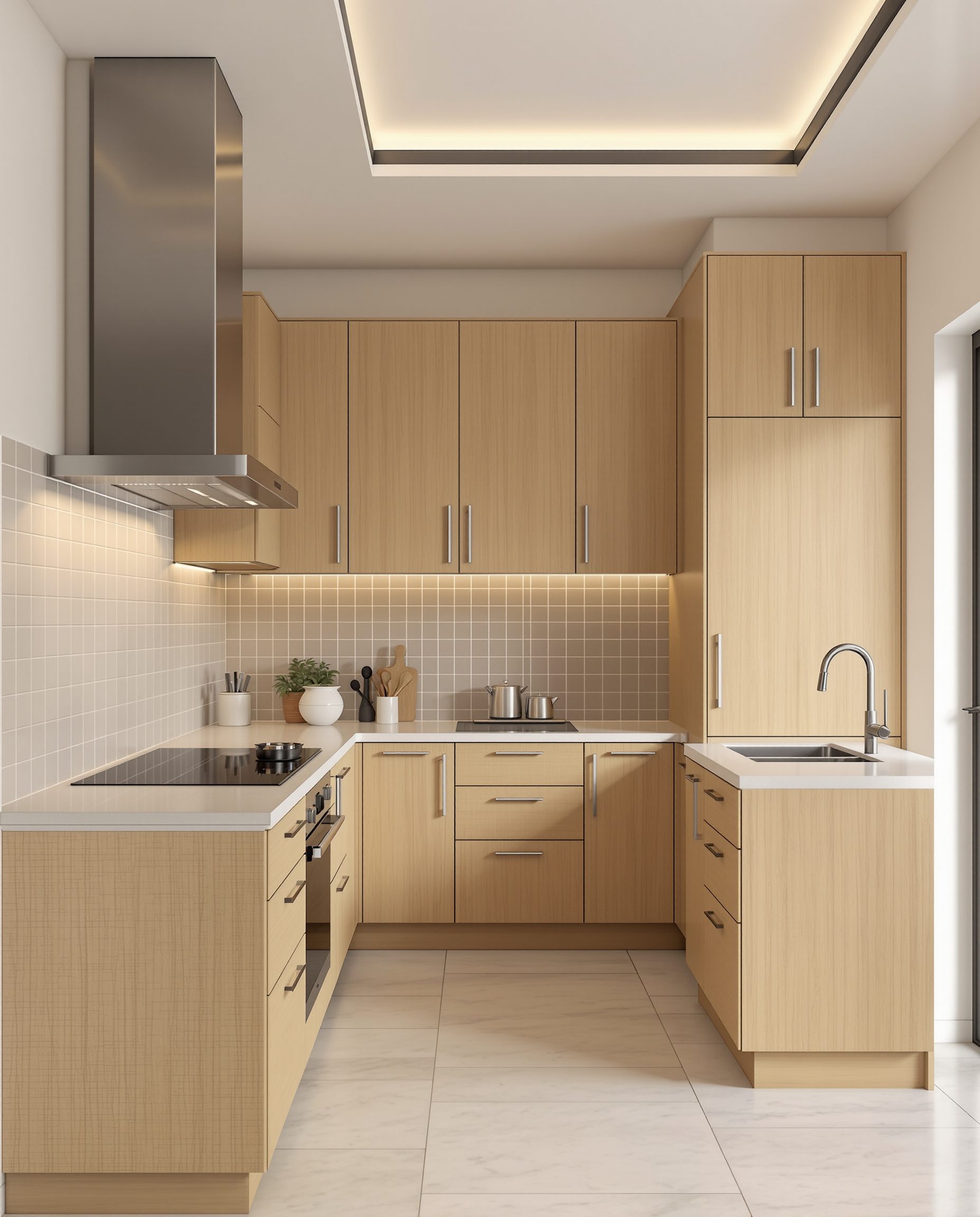 Peninsula Modular Kitchen — Warm Oak
