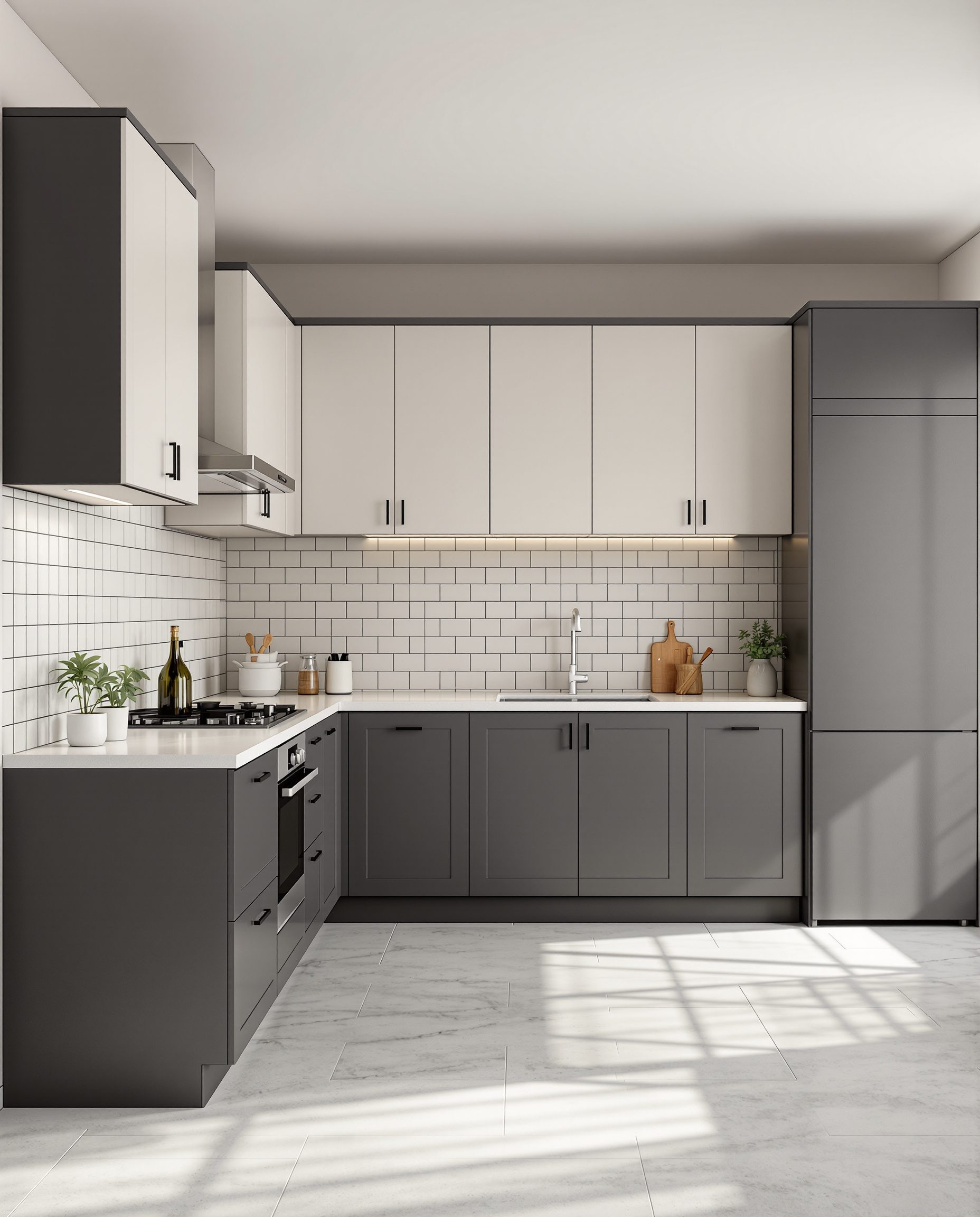 Two-Tone Modular Kitchen — Charcoal Minimal