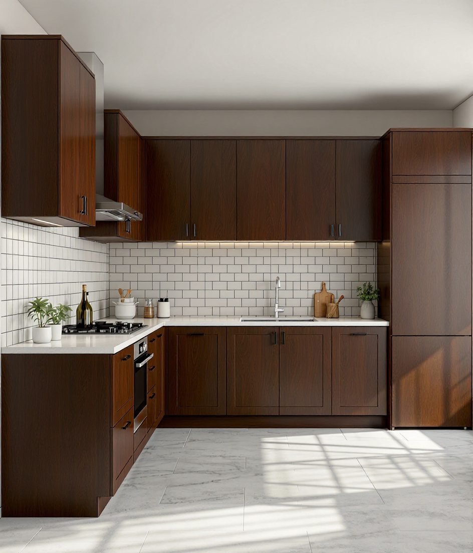 Two-Tone Modular Kitchen — Walnut Classic