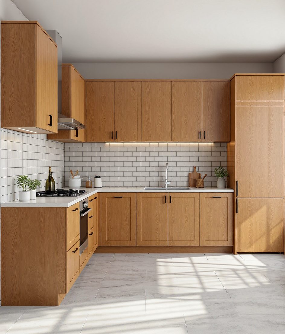 Two-Tone Modular Kitchen — Warm Oak