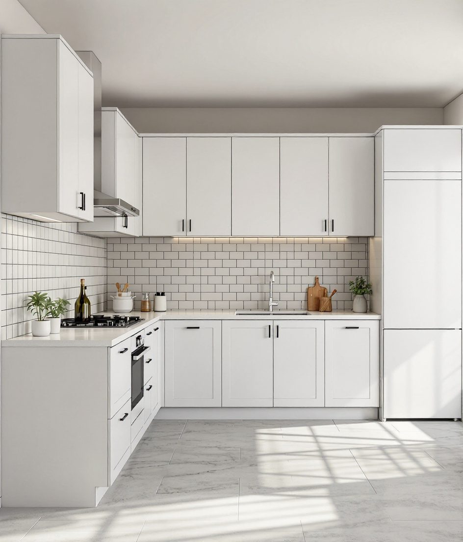 Two-Tone Modular Kitchen — White Modern
