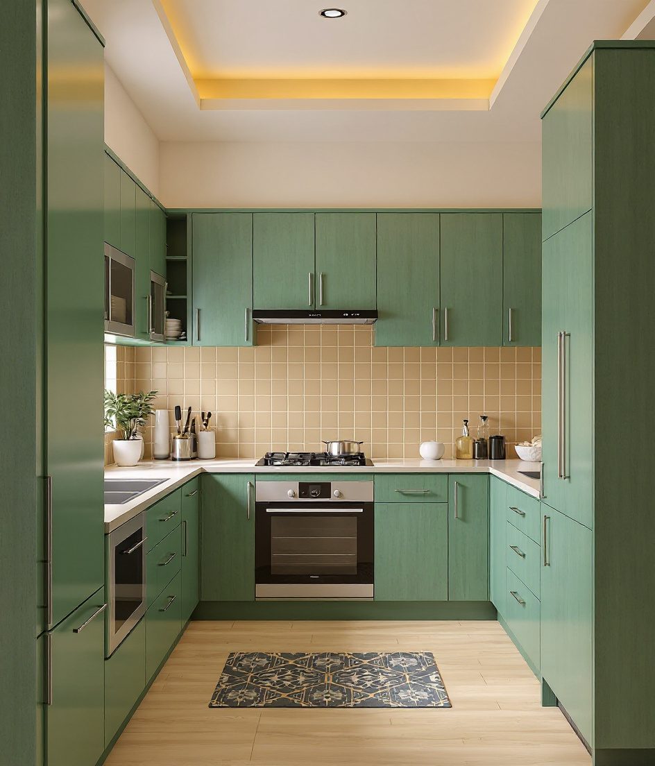 Warm Wood-Finish Kitchen — Sage & Brass