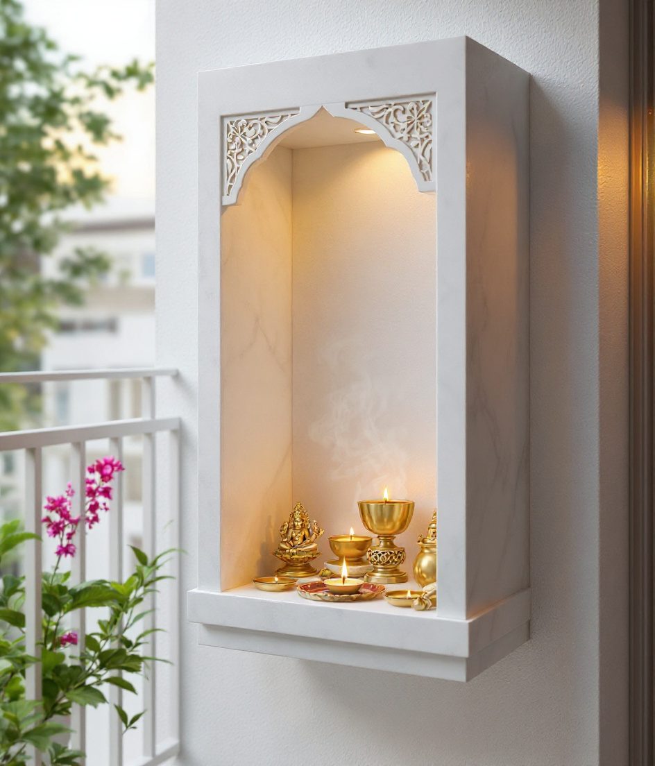 Balcony Utility Corner Shrine — White Modern