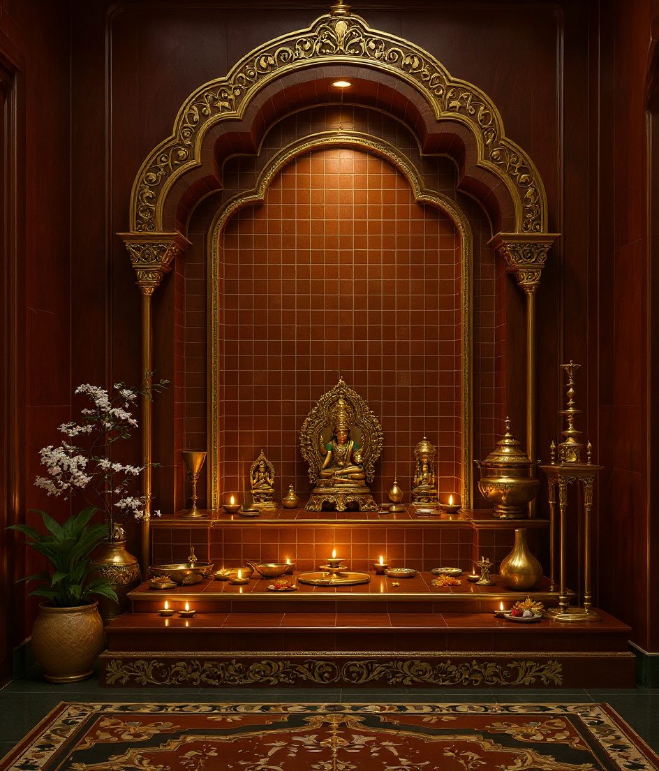 Bengali Thakur Ghar Room — Walnut Classic
