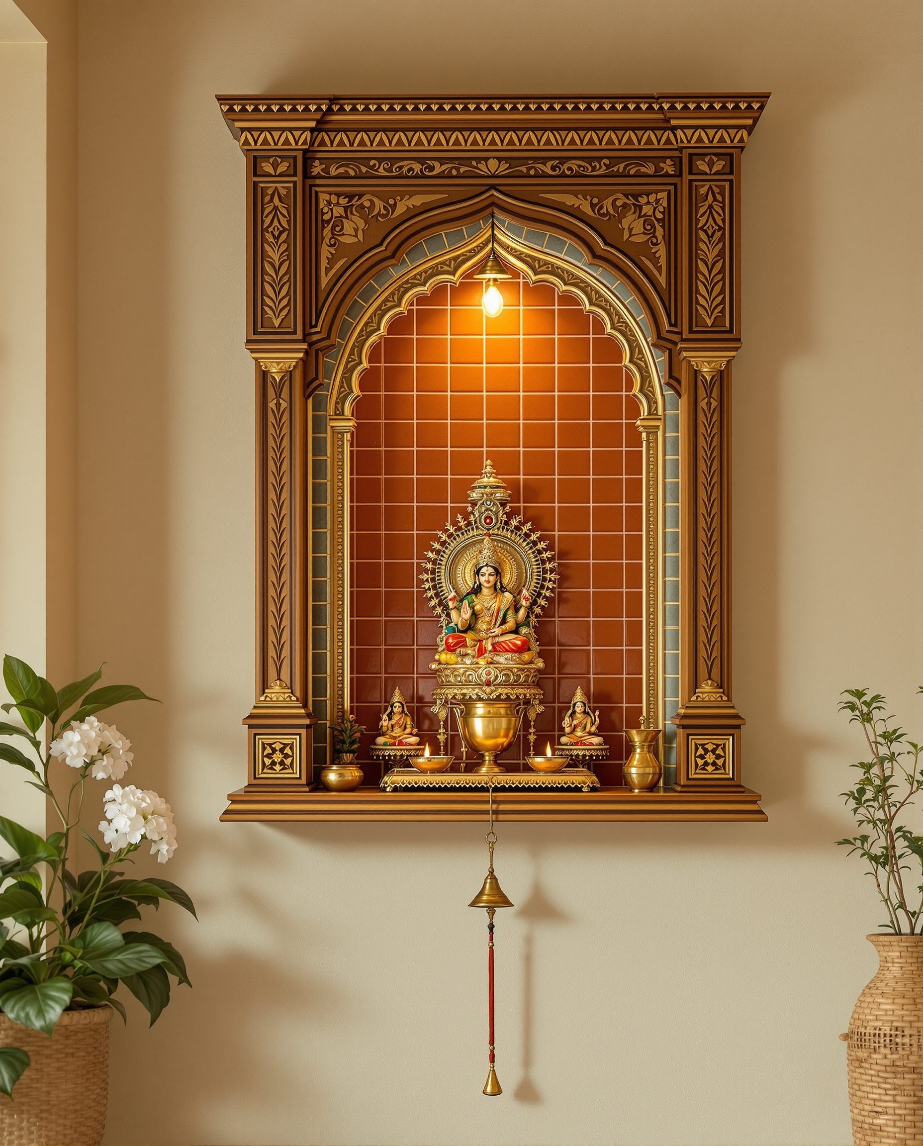 Bengali Thakur Ghar Wall Unit — Sage & Brass