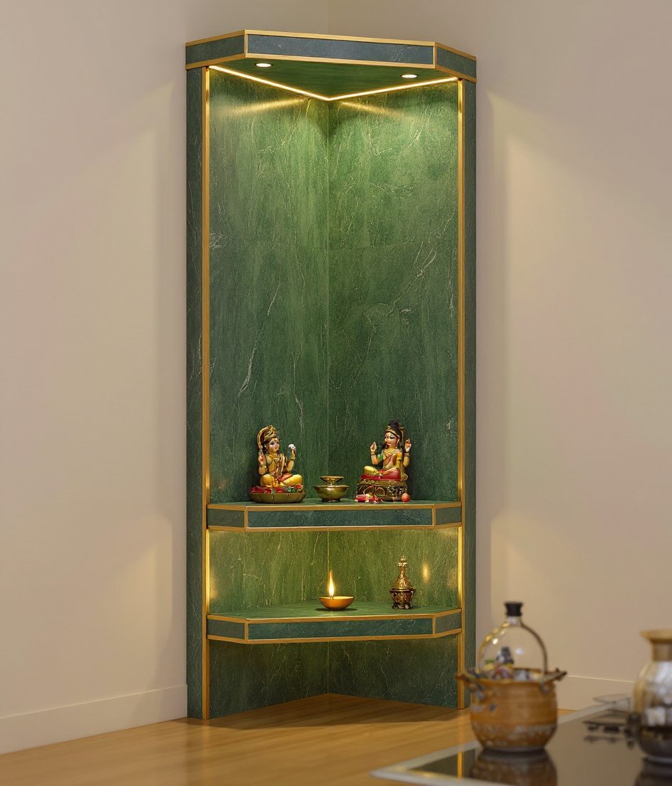 Compact Kitchen Corner Mandir — Sage & Brass