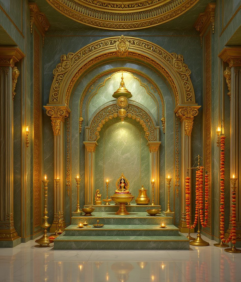 Gold-Leaf Marble Mandir Room — Sage & Brass