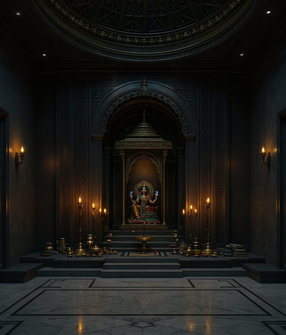 Grand Villa Pooja Room — Charcoal Minimal