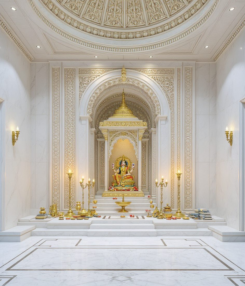 Grand Villa Pooja Room — White Modern