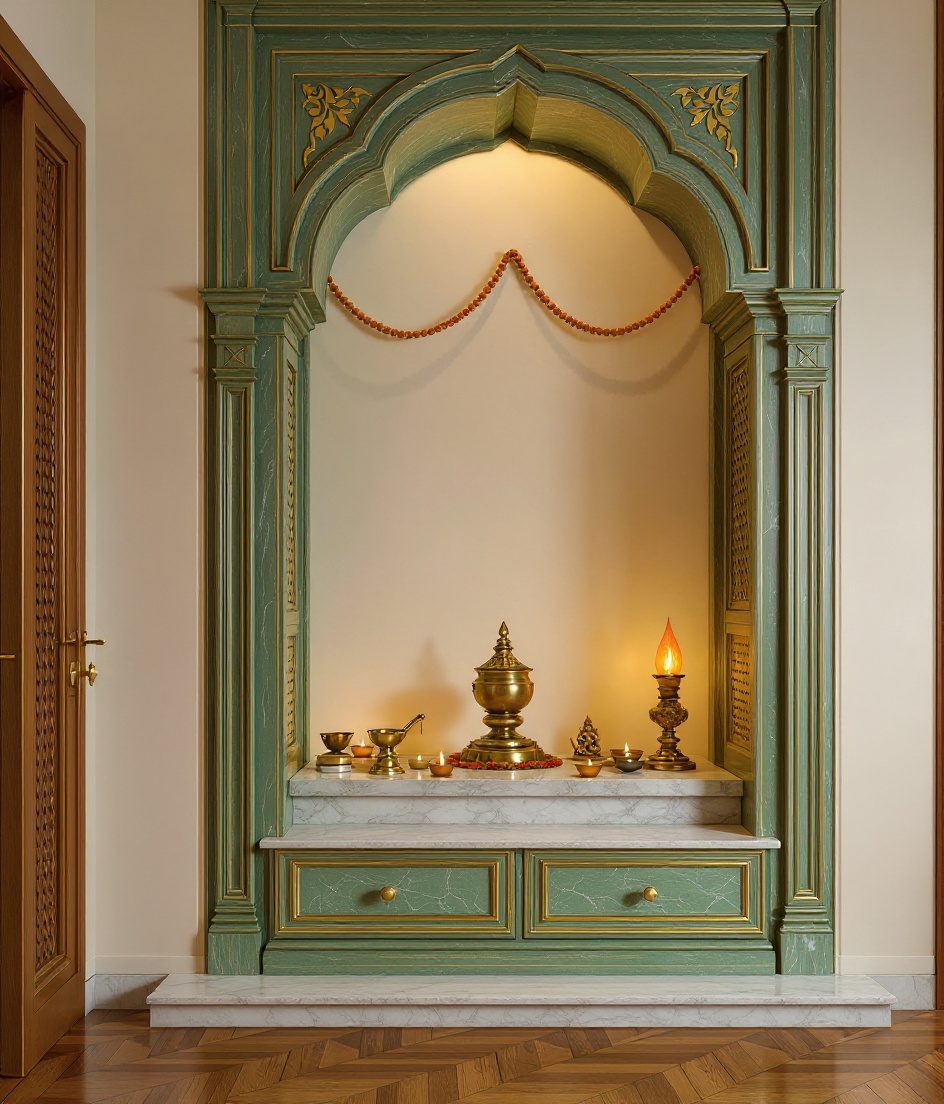 Indo-Colonial Luxury Shrine Alcove — Sage & Brass