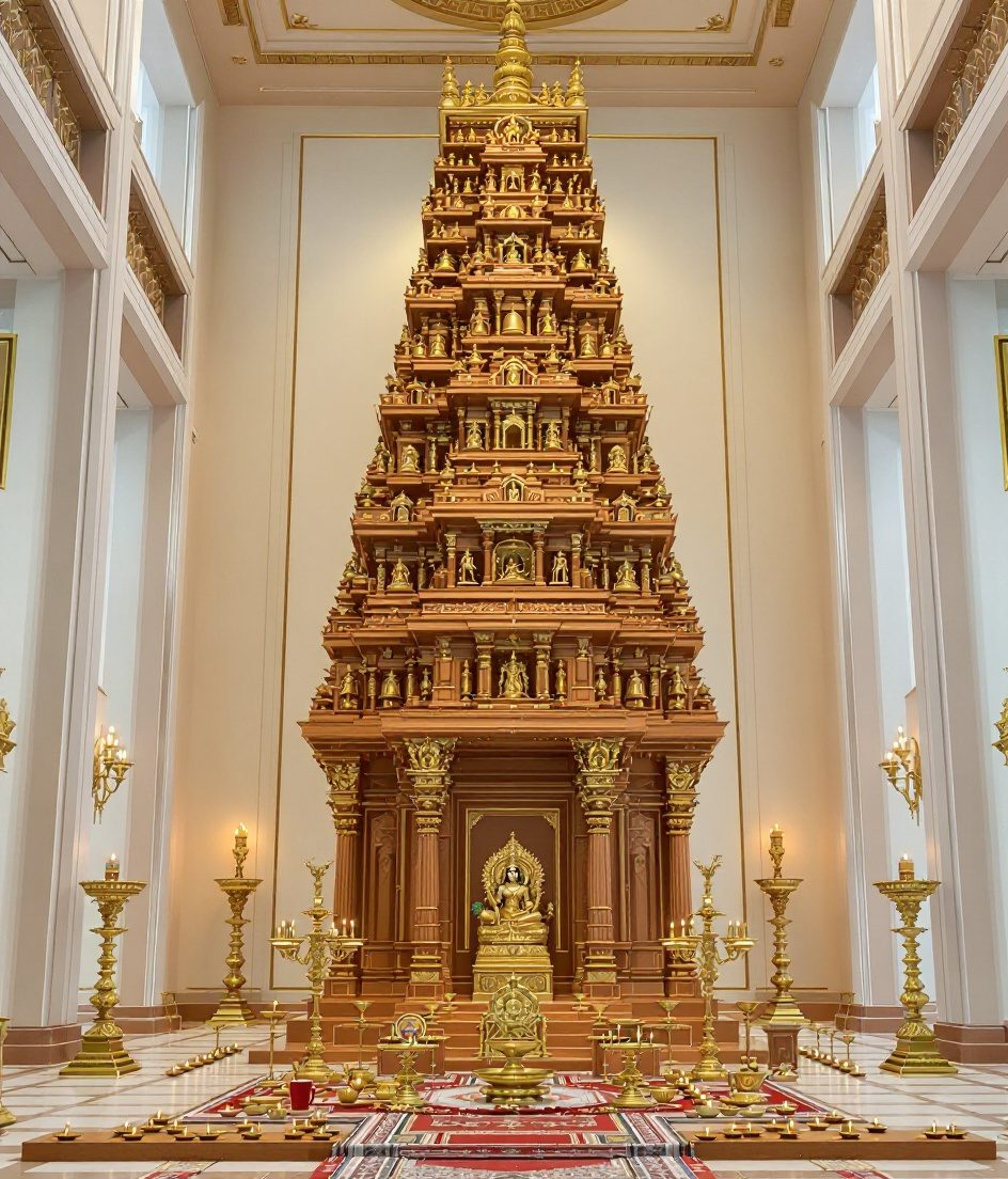 Luxury Rosewood Gopuram Temple — Warm Oak