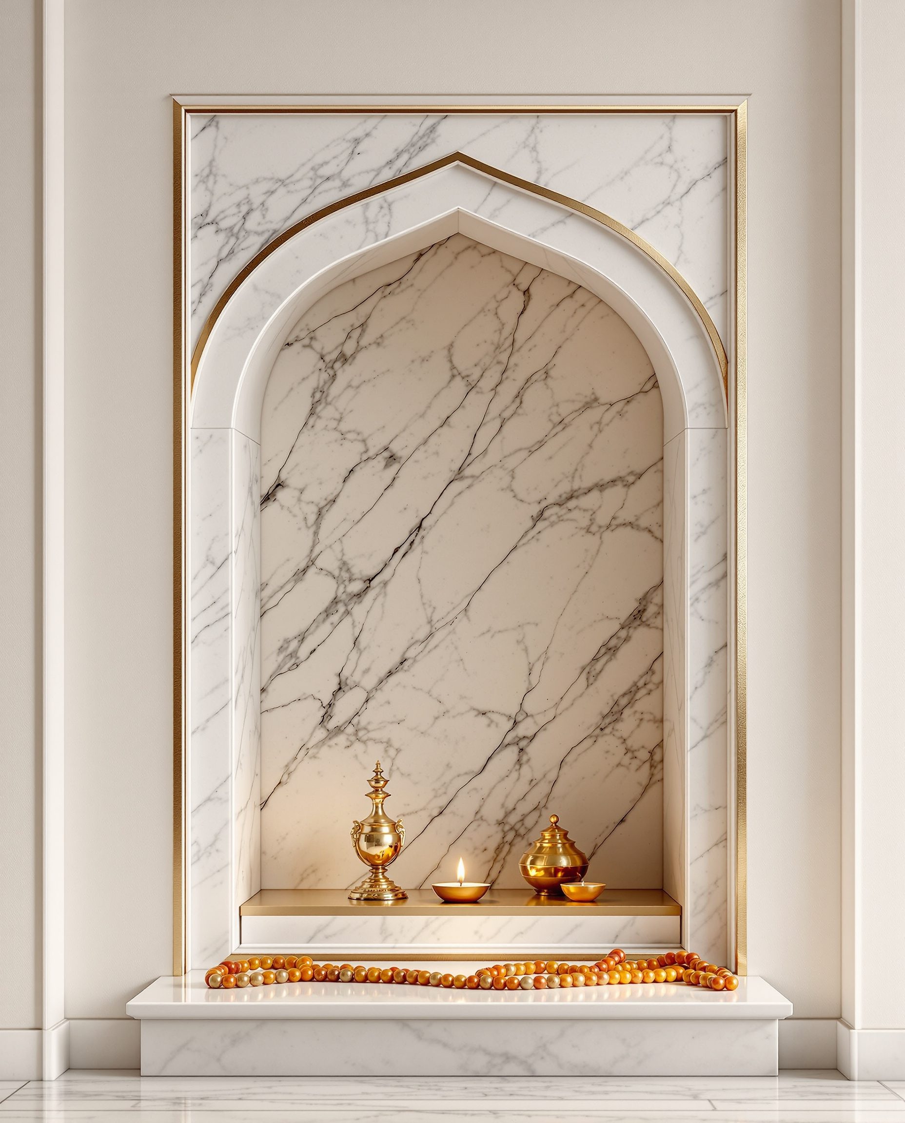 Marble Arch Niche Shrine — White Modern