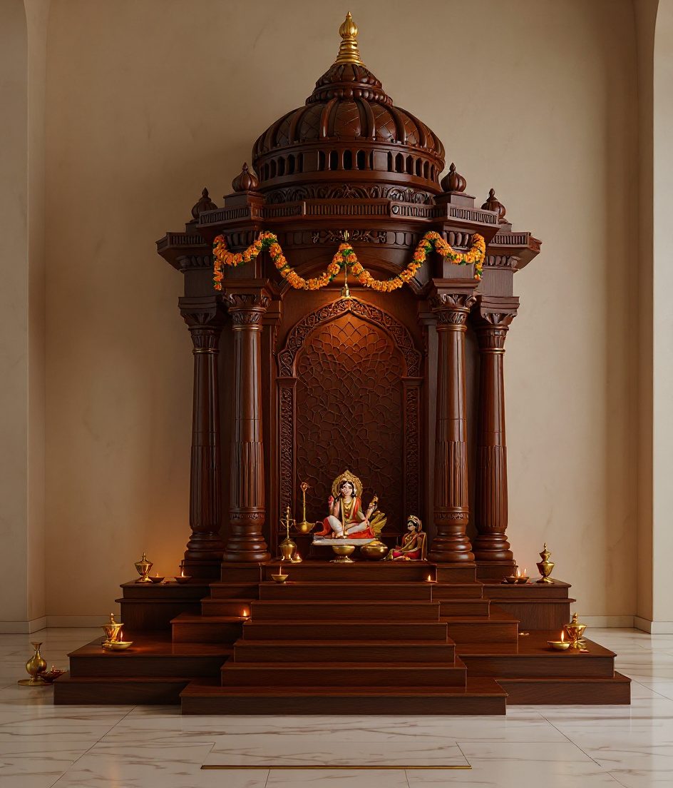 Marble Pillar Mandap Temple — Walnut Classic