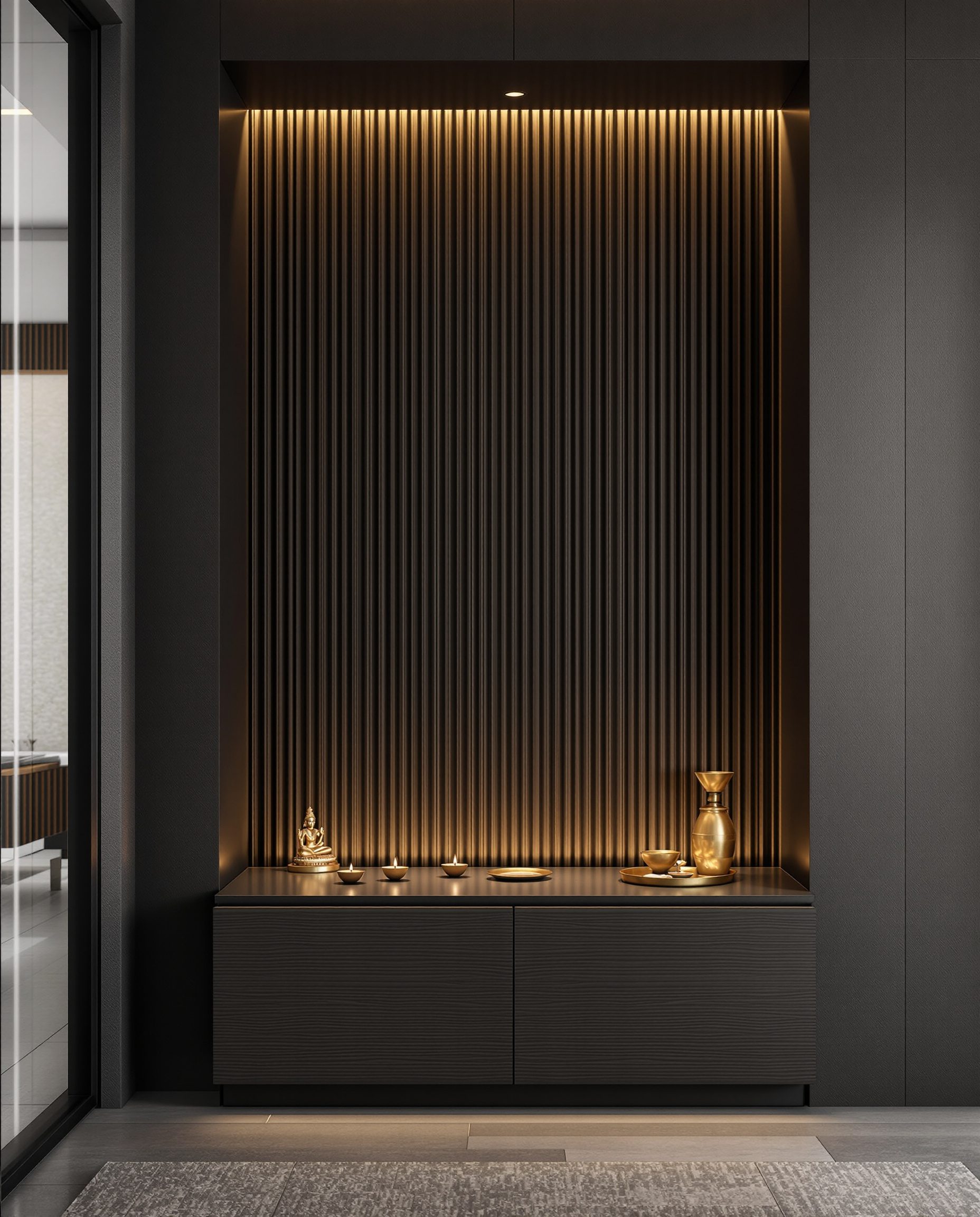 Modern Minimal Floor Temple — Charcoal Minimal