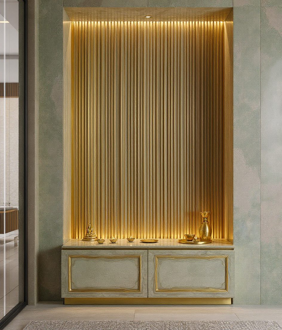 Modern Minimal Floor Temple — Sage & Brass