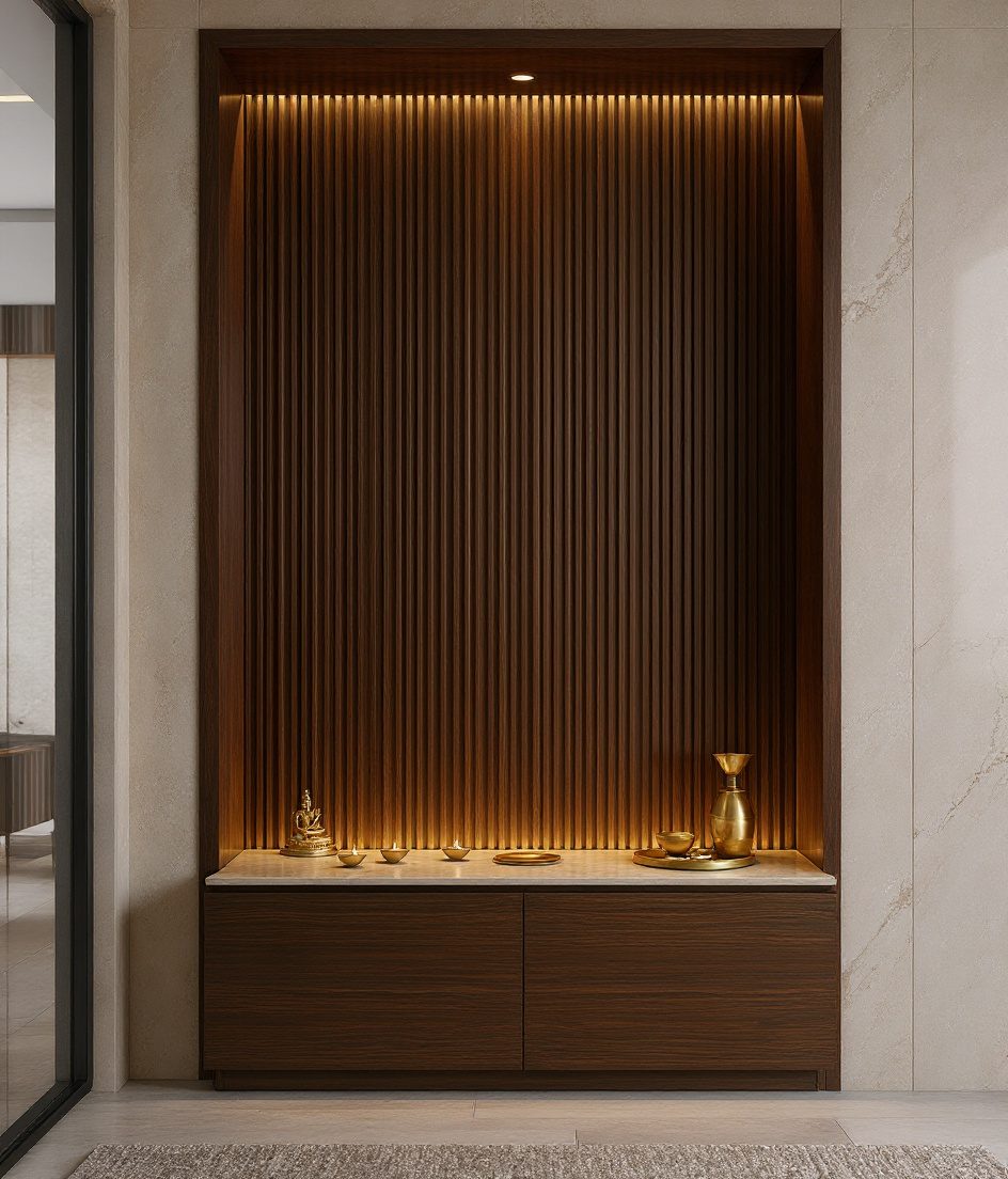 Modern Minimal Floor Temple — Walnut Classic
