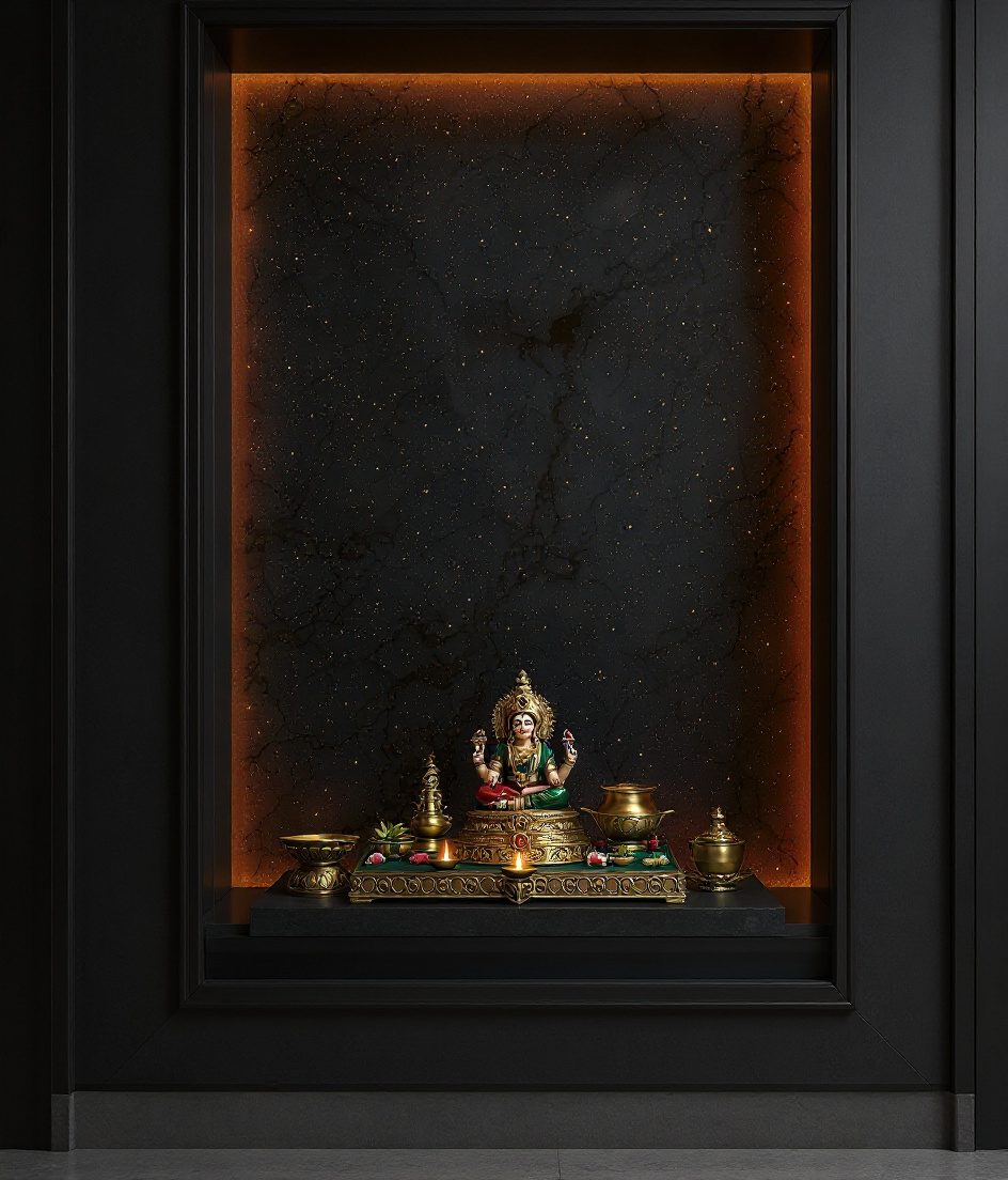 Onyx Backlit Niche Shrine — Charcoal Minimal