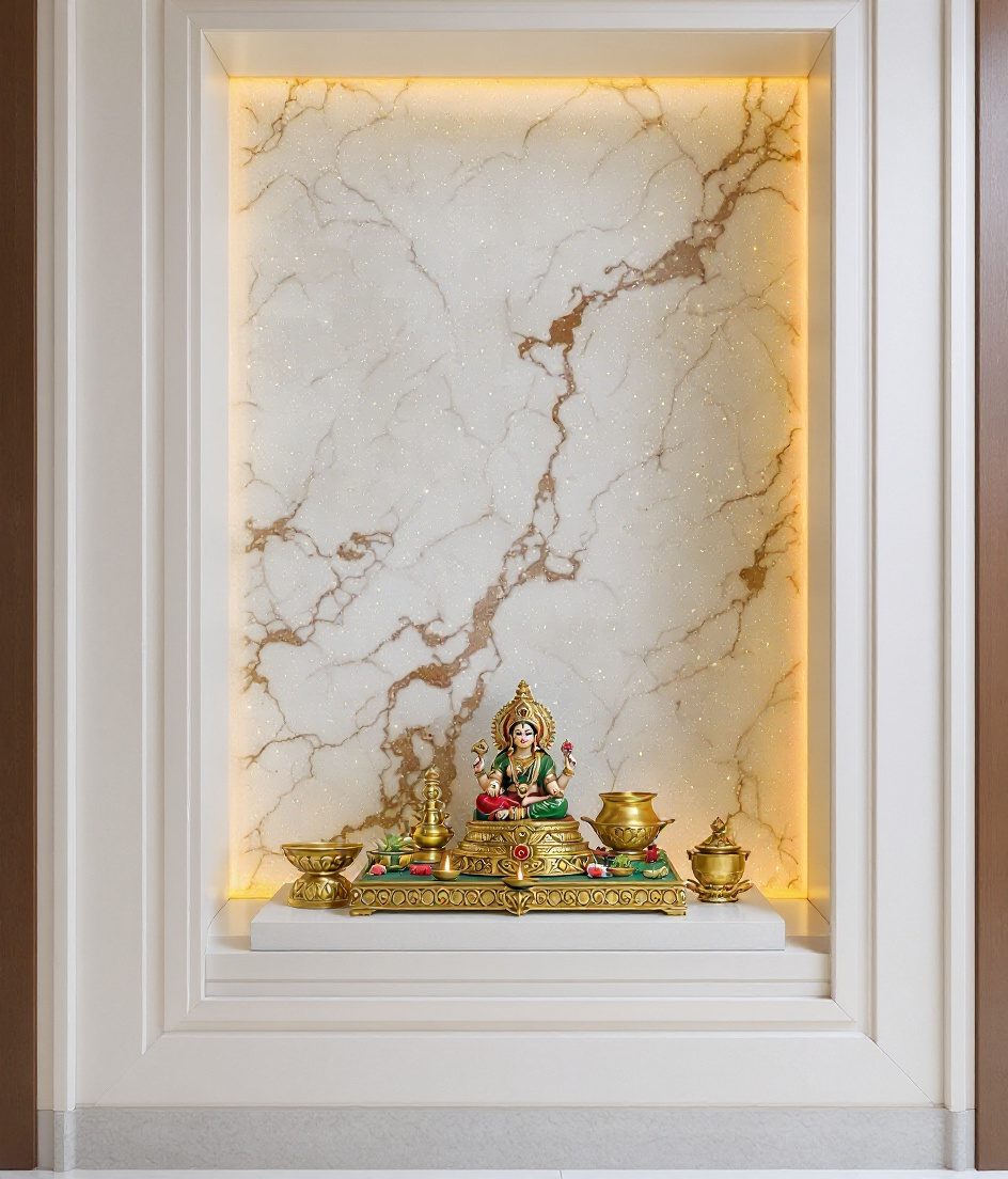 Onyx Backlit Niche Shrine — White Modern