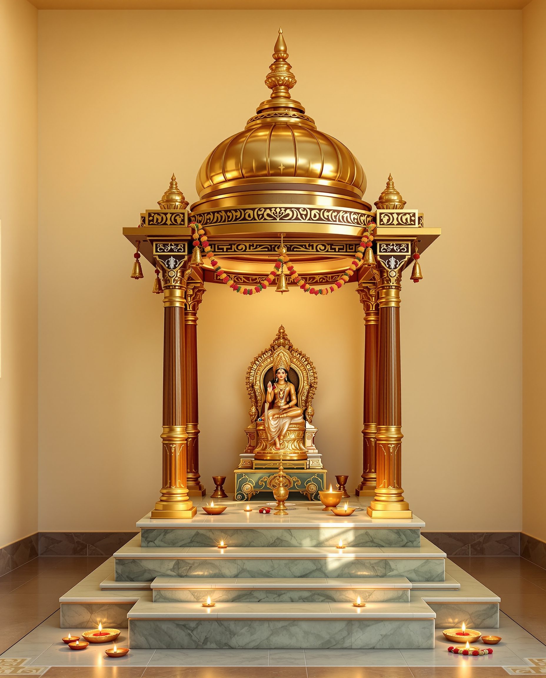 Open Pillar Mandap Shrine — Sage & Brass