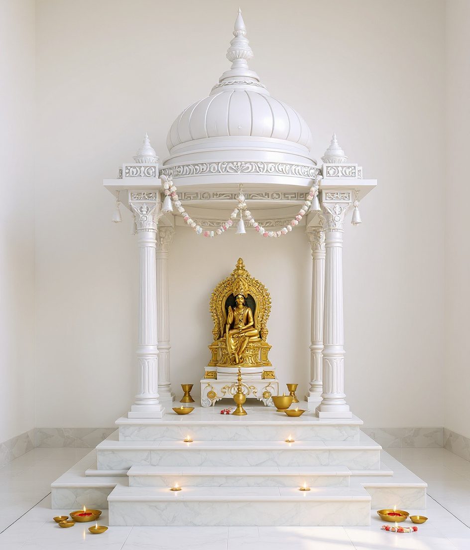 Open Pillar Mandap Shrine — White Modern