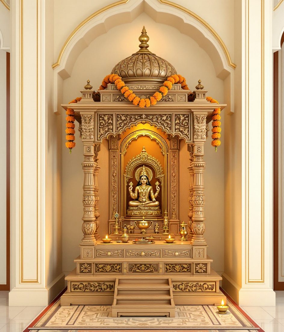 Rosewood Temple On Platform — Warm Oak