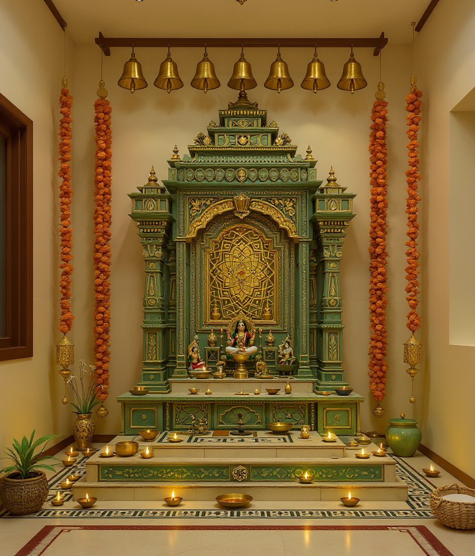 South Indian Pooja Room Kolam — Sage & Brass