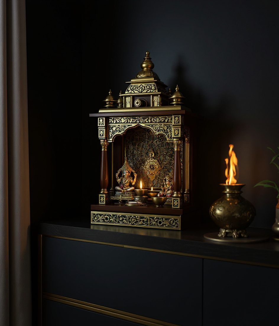 Tabletop Brass Temple Unit — Charcoal Minimal
