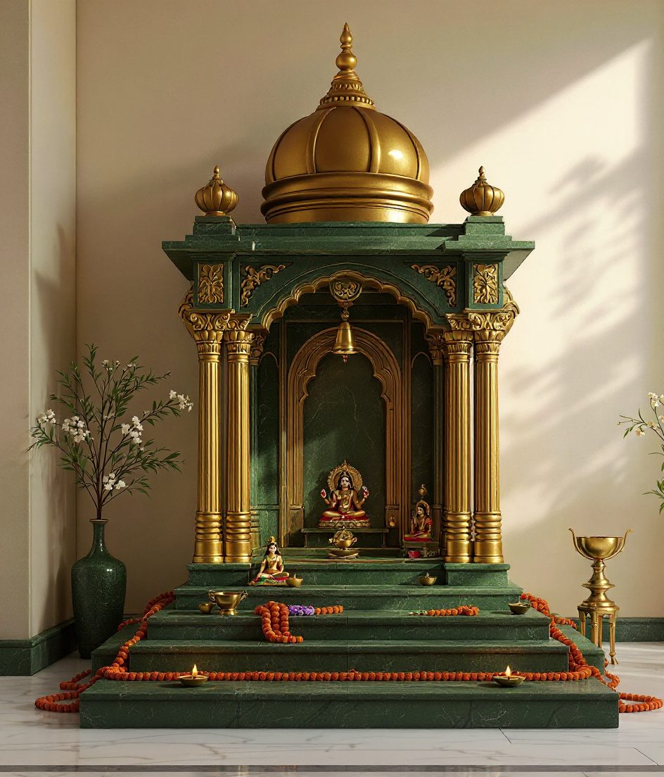 White Marble Temple Unit — Sage & Brass